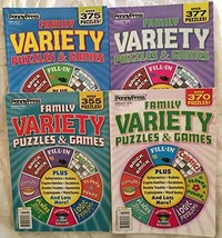 Lot of (4) Penny Press Family Variety Puzzles &amp; Games Puzzle Book 2016 2018 [Sin - £20.58 GBP