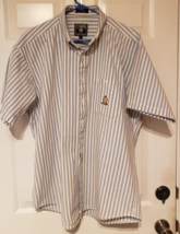 Ralph Lauren Chaps Shirt Extra Large SS Blue Stripe Button Up Crest Mens... - £16.70 GBP