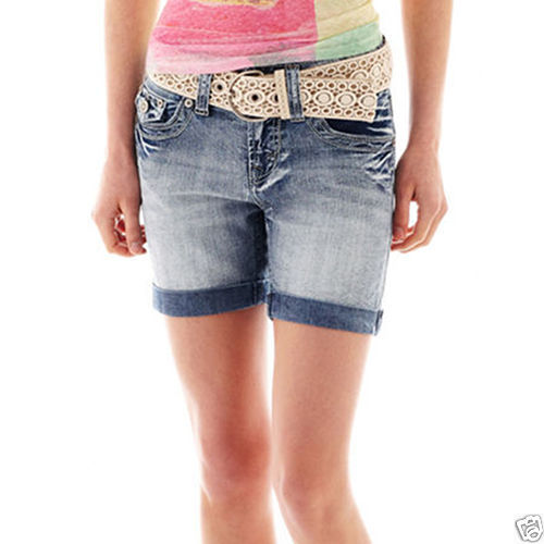 Wallflower Five-Pocket Shorts Juniors Size 1 New Msrp $36.00 Med Wash   - $12.99