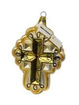 Christopher Radko Christmas Ornament Glass Cross Romania Jesus Christian Gift - £31.61 GBP