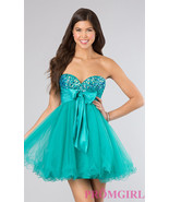 Sherri Hill 21190 Strapless Short Baby Doll Dress Sz 0 Blue Aqua - $102.56