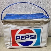 Vintage 70s-80s Pepsi Cola Insulated Soft Lunch Bag Six Pack Cooler Logo... - $24.89