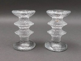 Iittala Finland Timo Sarpaneva Signed MCM Festivo 2 Ring Candle Holder Set of 2 - £52.99 GBP