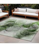 9&#39; X 12&#39; Olive Green Abstract Washable Non Skid Indoor Outdoor Area Rug - $635.99