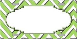 Lime Green White Chevron Center Scallop Metal Novelty License Plate LP-4508 - £14.63 GBP