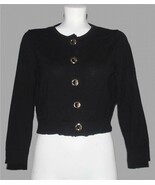 Calvin Klein Gold Metal Toggle Eyelets Bombshell Black Sweater Cardigan ... - $34.10 CAD