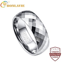 Hot Sell Men&#39;s 7.5mm Tungsten Carbide Ring Wedding Band Multi-Faceted High Polis - £17.16 GBP