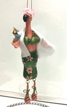 Department 56 pink flamingo ornament glass 56-34751  6 1/2” green dress - $338.63 MXN