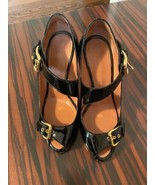  GIUSEPPE ZANOTTI Peep Toe  Black Stiletto Heel Patent Leather Shoes SZ 6.5 - £123.06 GBP