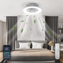 Bladeless Ceiling Fan With Light And Remote Control 22&quot; Low Profile Ceiling Fan - £120.46 GBP