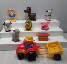 Fisher Price Little People farm lot farmer tractor turkey horse pig scarecrow - $23.90