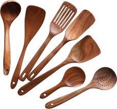 Wooden Cooking Utensils Set of 7,Tmkit Wooden Cooking Tools - Natural No... - £29.31 GBP