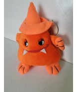 Vintage Plush Stuffed Toy Plushie Halloween Orange Monster Witches Hat - £16.91 GBP