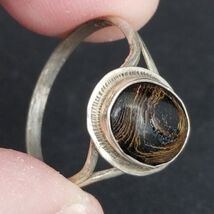 vintage Ebony wood and sterling silver 925 size 7.5 womens ring ESTATE SALE - $39.99