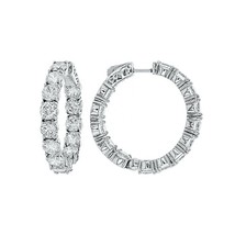 23.68Ct Round VVS1 Diamond Sterling Silver Hoop Earrings For Women&#39;s Simulated - £77.56 GBP