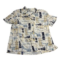 Notations Shirt Womens Medium Petite Multicolor Printed 100% Polyester Button-Up - £17.47 GBP