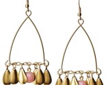 USA Made Gemelli Gold Glitter Fringe Chandelier Earring Pink Quartz Gems... - $22.48