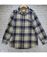 Legendary Whitetails Shirt Mens Sz XL Blue Cream Flannel Button Cotton O... - £19.46 GBP