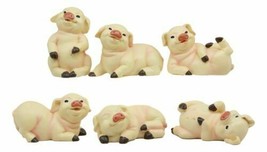 Whimsical Farm Baby Porky Pig Piggies Set of 6 Figurines 3&quot;H Small Statues Decor - £28.05 GBP