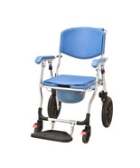 Aluminum Alloy Toilet Chair Shower Chair Wheelchair w/Removable Bed Pan ... - £182.48 GBP