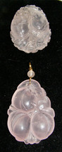 ANTIQUE/VINTAGE Lot Of 2 Chinese Carved Rose Quartz Amulet Pendants+Ring w/ Bead - £77.51 GBP