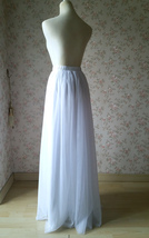 White Full Tulle Skirt Outfit Wedding Party Plus Size Floor Length Tulle Skirt image 4