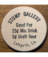 Lafayette, Louisiana LA Stump Gallery Good For Drink Token Wooden Nickel - €5,08 EUR
