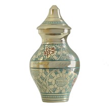 Small/Keepsake 4 Cubic Inches Blue Classic Garden Brass Cremation Urn for Ashes - £47.20 GBP