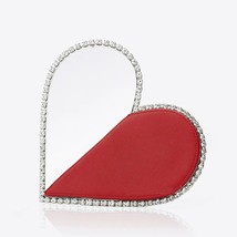 Red Evening Clutch Bags Women Designer Chic Rhinestone Heart Shaped Handbag And - £102.52 GBP