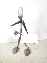 Forked Up Art Sculpture Business Card Holder Stainless Steel 5X4X12 USA. - €15,96 EUR