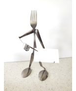 Forked Up Art Sculpture Business Card Holder Stainless Steel 5X4X12 USA. - $25.31 CAD