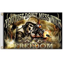 DELUXE FREEDOM MILITARY SOLDIER WITH GUN  3 X 5 BIKER FLAG FL#482 bikers... - $17.68
