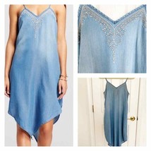 Knox Rose Cream Embroidered Chambray Tank Dress Small - $37.40