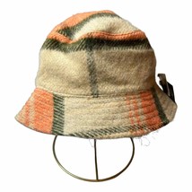 Steve Madden Wool Blend Plaid Bucket Hat Tan Peach New - £16.80 GBP