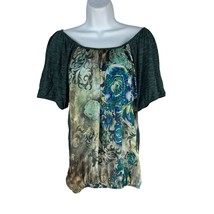 Love Life Live Womens Floral Boho Top Size S Green Blue Lightweight USA ... - $29.75
