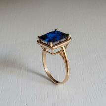 2.5Ct Brilliant Emerald Cut Blue Sapphire Engagement Ring 14k Rose Gold Finish  - £59.59 GBP