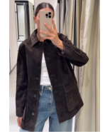 ZARA BNWT 2025. DARK KHAKI SUEDE LEATHER JACKET BLAZER. 6318/233/507 - €226,56 EUR