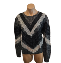 GIAMBATTISTA VALLI Gray &amp; Black Cashmere/Silk Chevron Sweater w/ Lace Tr... - £199.37 GBP