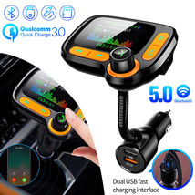 Car Bluetooth Fm Transmitter Aux Adapter Mp3 Player Qc3.0+2.4A Dual Fast... - £38.36 GBP