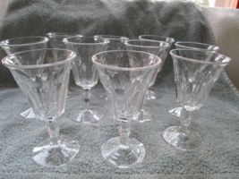 Paneled clear glass cordial glasses, ten total, flared top, decor stem, 2 oz - £19.95 GBP