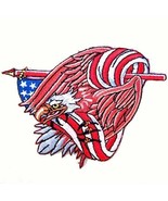 EAGLE IN FLAG EMBRODIERED PATCH jacket biker P496 BIKE bikers novelty pa... - $3.88 CAD