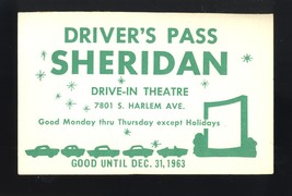 1963 Sheridan Drive-In Theatre Driver&#39;s Pass, Bridgeview, Illinois/IL - $5.00