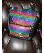 Betsey Johnson Cat  W/Stripes Rainbow Glitter Backpack NEW - £53.56 GBP