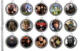 15 How to Train Your Dragon 2 Silver Flat Bottle Cap Necklaces Set #1 - £13.34 GBP