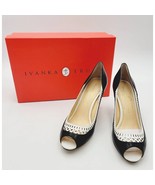 Ivanka Trump Candice Black and White Peep Toe 3.5&quot; Pump Sz 6.5 - $1,305.87 MXN