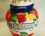 Nonni&#39;s Biscotti Cookie Bisquit Jar Hand Painted Vibrant Colors - $39.59