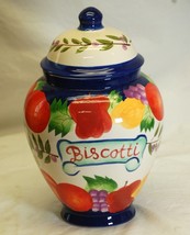 Nonni&#39;s Biscotti Cookie Bisquit Jar Hand Painted Vibrant Colors - $39.59