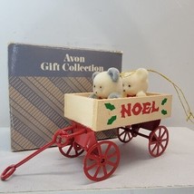 Avon Vintage Christmas Teddies In Wagon Teddy Bear Ornament Collection With BOX - £10.07 GBP