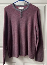 Lucky Brand Henley Long Sleeved Sweater Mens Size Medium Red Waffle Weave - $14.71