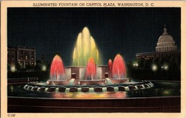 Illuminated Fountain on Capital Plaza, Washington DC Vintage Postcard - £4.20 GBP